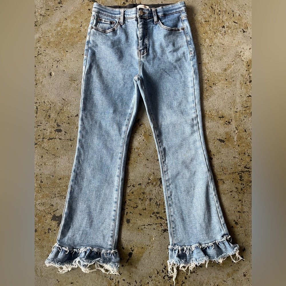Special A Light Blue Flare Frayed Hem Women’s Jeans Size 7/28
